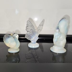 Vintage Lot Sabino Opalescent Glass Butterfly, Squirrel & Swan